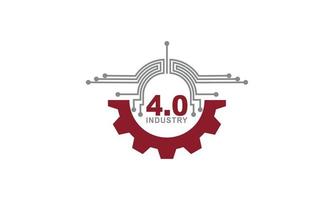 industria 4.0 concetto di controllo aziendale o logo, fabbrica mondiale e ruota eclettica, concetto di sistemi fisici cyber, logo di fabbrica intelligente. vettore