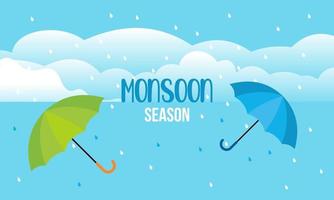 composizione della stagione dei monsoni con design piatto vettore