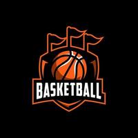 design del logo degli sport di squadra di basket vettore