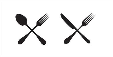 forchetta cucchiaio coltello logo incrociato vettore