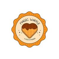 concetto di distintivo logo waffle magico vettore