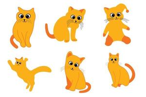 disegno del set di pose del gatto del fumetto vettore