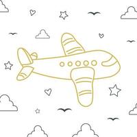 fondo dell'icona di doodle di viaggio di volo dell'aereo vettore