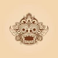 illustrazione di vettore di struttura del grunge della maschera del barong balinese