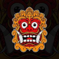 illustrazione vettoriale di maschera barong balinese disegnata a mano