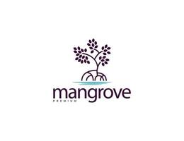 logo dell'albero di mangrovie con foglie vettore