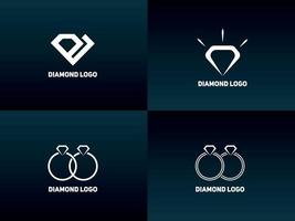 eleganti collezioni di logo di gioielli con diamanti glitterati con colore bianco vettore