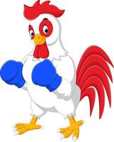 boxe simpatico cartone animato gallo vettore