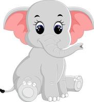 simpatico cartone animato elefante seduto vettore