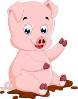 simpatico cartone animato di maiale vettore