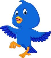simpatico cartone animato uccello blu vettore