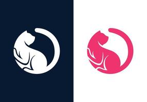 disegno del logo del cerchio del gatto vettore