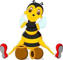 illustrazione del simpatico cartone animato ape vettore