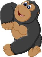 divertente cartone animato gorilla di illustrazione vettore