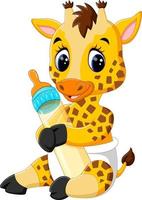 simpatico cartone animato giraffa di illustrazione vettore
