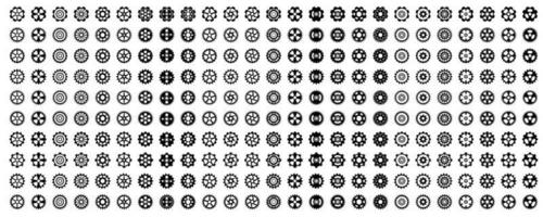impostare icone di ingranaggi diversi, segno di ruota dentata di raccolta, vettore