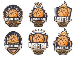 illustrazione del set di logo di basket moderno vettore