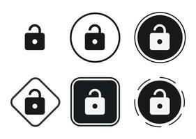 sbloccare il set di icone. raccolta di logo con contorno nero di alta qualità per la progettazione di siti Web e app mobili in modalità oscura. illustrazione vettoriale su sfondo bianco