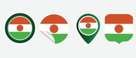 icona della bandiera del niger. set di icone web. collezione di icone piatte. semplice illustrazione vettoriale. vettore