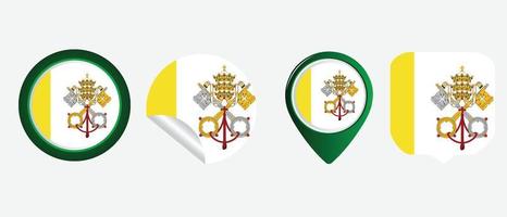icona della bandiera della città del vaticano santa sede. set di icone web. collezione di icone piatte. semplice illustrazione vettoriale. vettore