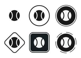set di icone di palla da tennis. raccolta di logo con contorno nero di alta qualità per la progettazione di siti Web e app mobili in modalità oscura. illustrazione vettoriale su sfondo bianco
