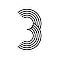 logo moderno lineare del numero 3. numero a forma di striscia di linea. alfabeto numero carattere e numero disegno astratto lineare. logo, identità aziendale, app, poster creativi e altro ancora. vettore