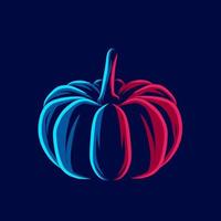 zucca sulla stagione autunnale logo line pop art ritratto design colorato con sfondo scuro. illustrazione vettoriale astratta.