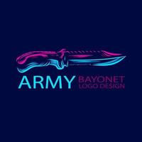 esercito pugnale da combattimento coltello logo linea pop art ritratto design colorato con sfondo scuro. illustrazione vettoriale astratta.