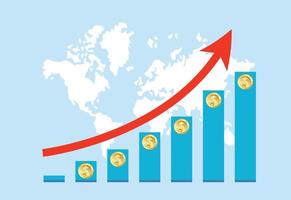 grafico finanziario freccia rossa verso l'alto vettore