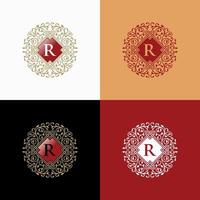 modello di logo floreale araldico cerchio di lusso in vettoriale per ristorante, royalty, boutique, caffetteria, hotel, gioielli, moda e altre illustrazioni vettoriali