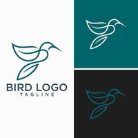 illustrazione del design dell'icona del logo della linea del colibrì vettore