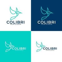 illustrazione del design dell'icona del logo della linea del colibrì vettore