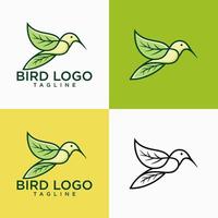 illustrazione del design dell'icona del logo della linea del colibrì vettore