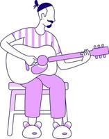uomo che suona la chitarra carattere vettoriale semi piatto a colori