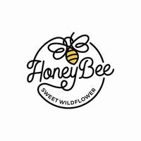 illustrazione vettoriale del modello di logo dell'ape del miele vintage