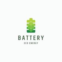 batteria e foglia eco natura energia logo icona modello di progettazione vettore