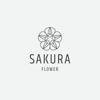 illustrazione vettoriale del modello di design piatto dell'icona del logo del fiore di sakura