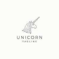 vettore piatto del modello di progettazione dell'icona del logo del cavallo unicorno