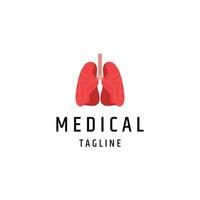 illustrazione vettoriale piatta del modello di progettazione dell'icona del logo medico dei polmoni sani