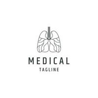 illustrazione vettoriale piatta del modello di progettazione dell'icona del logo medico dei polmoni sani