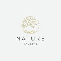 albero naturale fiore elegante colore oro linea arte logo icona modello design piatto illustrazione vettoriale