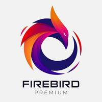 logo astratto della fenice del cerchio. logo Firebird astratto multicolore vettore