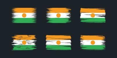 collezione di pennelli bandiera niger. bandiera nazionale vettore