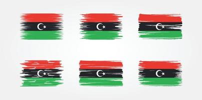collezione di pennelli bandiera libia. bandiera nazionale vettore