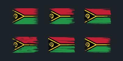 collezione di pennelli bandiera vanuatu. bandiera nazionale vettore