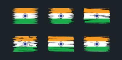 collezione di pennelli bandiera indiana. bandiera nazionale vettore