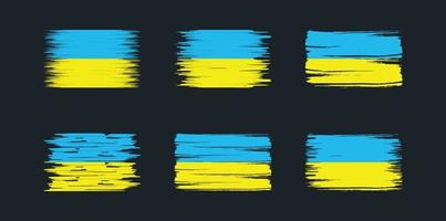 collezione di pennelli bandiera ucraina. bandiera nazionale vettore