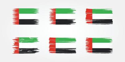 collezione di pennelli bandiera degli Emirati Arabi Uniti. bandiera nazionale vettore