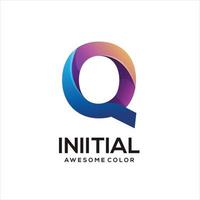 q disegno vettoriale colorato gradiente logo iniziale
