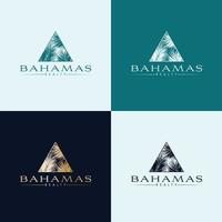 modello di logo vettoriale con palma - icona astratta di estate e vacanza ed emblema per case vacanze, servizi di viaggio, centri termali tropicali e studio di bellezza. design del logo del resort e spa delle bahamas